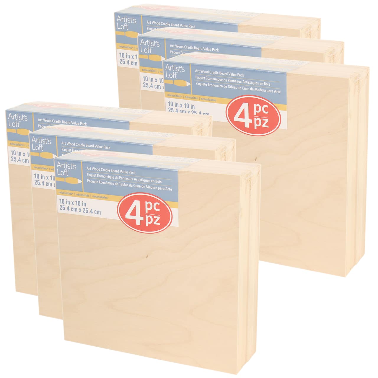 6 Packs: 4 ct. (24 total) 10" x 10" Cradled Wood Painting Panels by Artist's Loft™